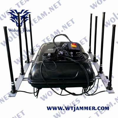 Jammer Walky-talky à prova de choque do sinal do telefone celular 5G do VHF UHF800/900 WIFI5.8g do jammer do veículo do poder superior