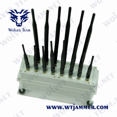 Temp de funcionamento -20℃ do jammer do telefone celular das faixas do Desktop 16 ao jammer do sinal da G/M 3G 4G 5G do jammer do sinal do telefone celular 50℃
