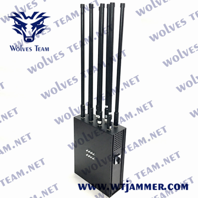Mochila poderosa Jammer de celular portátil UHF VHF GSM 3G DCS 4G 5G Cobertura de interferência de sinal 100m
