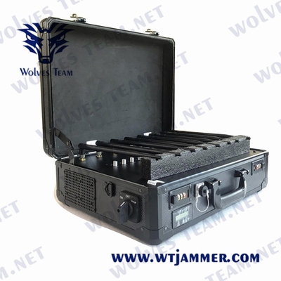 Defesa portátil RF GPS WiFi5.8g da proteção do VIP do jammer do sinal do zangão do UAV da mala de viagem