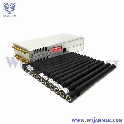 comprar 12 antenas estilo prata portátil sinal jammer handheld banda completa 2g/3g/4g/5g wifi gps bloqueador com bateria embutida Fabricação em linha