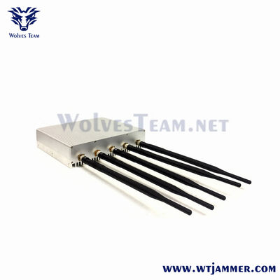 comprar 5 antenas High-Power Desktop Signal Jammer, Fixado Full-Band 2G/3G/4G WiFi GPS Blocker com RJ45 Port Fabricação em linha