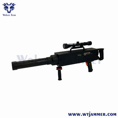 comprar Arma de bloqueio anti-drone de longo alcance de alta potência - Bloqueador de sinal de UAV portátil de 5 km com antena estendida Fabricação em linha