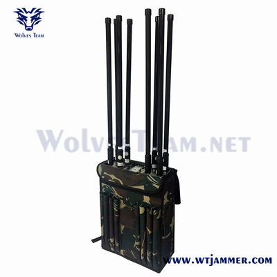 comprar 8 canais Bloqueador de sinal de mochila RF de alta potência para GPS e WIFI e blindagem anti-drone e anti-IED Fabricação em linha