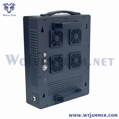comprar Jammer portátil de sinal de banda completa, 4 grandes ventiladores de refrigeração, interruptores liga/desliga separados, bateria embutida, transporte manual, bloqueador de wi-fi de telefone celular Fabricação em linha