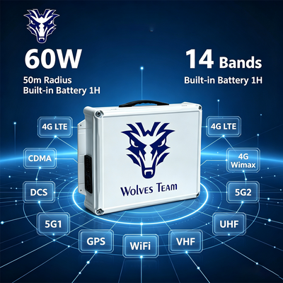 Comprar 60W 14-Band Bloqueador de Sinal de Mesa com Bateria Embutida para 4G LTE 5G WiFi GPS VHF UHF Lojack Fabricação em linha