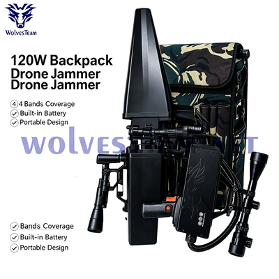 Comprar 120W Portátil Mochila Drone Jammer 4-Band GPS WiFi Blocker para Missões de Campo Fabricação em linha