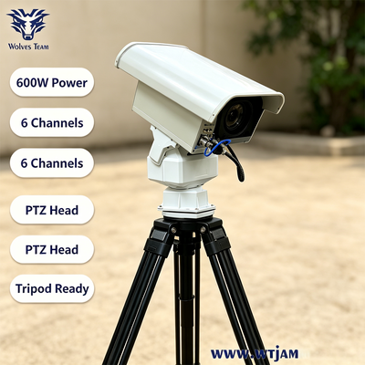Comprar 600W 6 canais PTZ Drone Jammer com antena direcional para cobertura completa Anti Drone Blocker de sinal Fabricação em linha