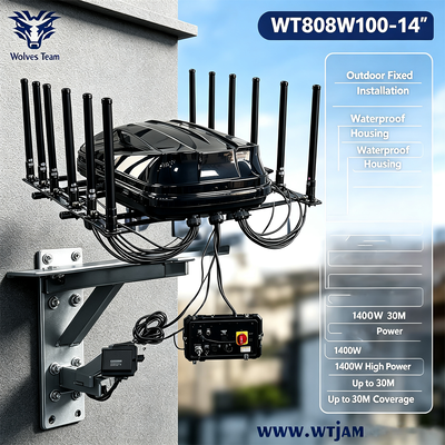Comprar 1400W 14-Band IP65 Waterproof Outdoor Signal Jammer RF Jammer para segurança do perímetro da prisão Fabricação em linha