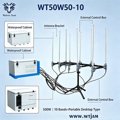 Comprar 500W 10-Band Portable Signal Jammer 720-826MHz a 5.8GHz para Segurança de Sala de Conferências Fabricação em linha