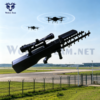 Comprar Pistola de supressão de RF anti-drone portátil de alta qualidade de até 500 metros de cobertura eficaz para forças armadas ou policiais Fabricação em linha