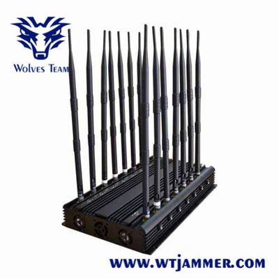 Jammer do sinal do telefone celular de WiFi de 14 antenas 50 medidores