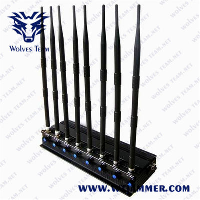 8 faixas 3G poderoso ajustável 4G todo o jammer de WIFI GPS Lojack do telefone celular