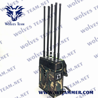 Jammer impermeável do UAV da trouxa do jammer militar durável do sinal do zangão de GPS WIFI5.8G do poder superior