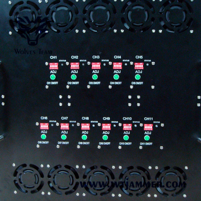 Jammer militar G/M CDMA 3G 4G WIFI 2.4G 5.8G de AC220V 1000W GPS
