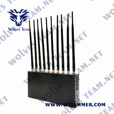 Antena interna do jammer 12W 3G 4G GPS WiFi LoJack 10 do sinal do VHF da frequência ultraelevada
