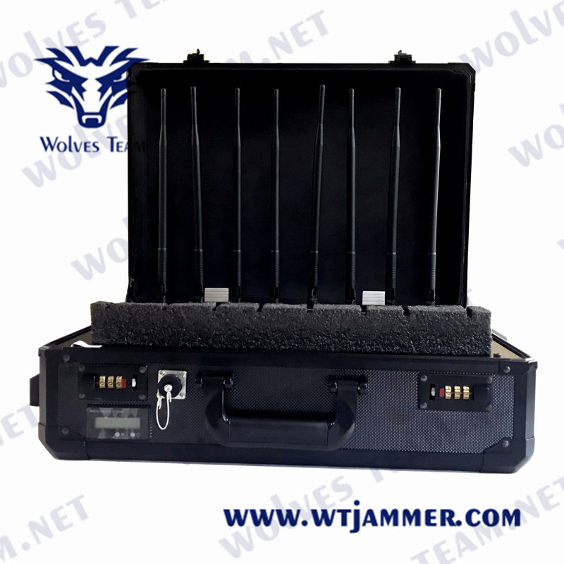 Defesa portátil RF GPS WiFi5.8g da proteção do VIP do jammer do sinal do zangão do UAV da mala de viagem