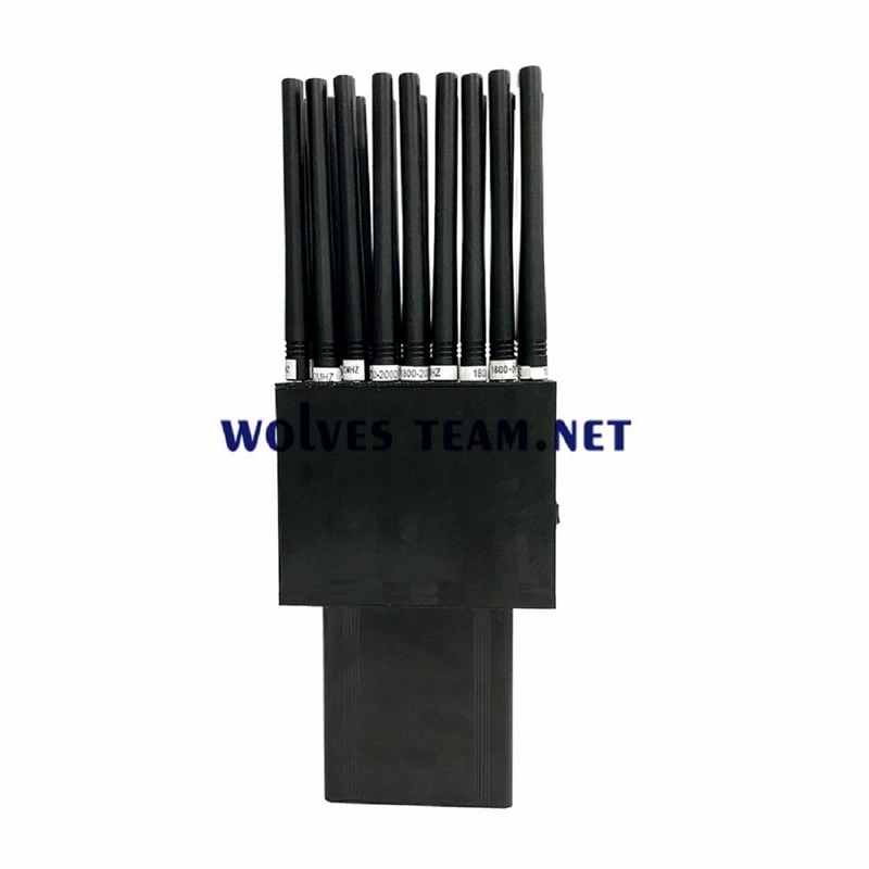 Bloqueador de sinal RF portátil para celular GSM 3G 4G 5G com 16 antenas e 16W, bloqueia Wifi, GPS, uhf e vhf, alcance de até 25 metros