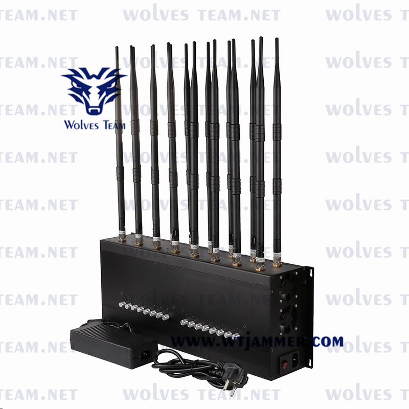 Faixas 3G 4G 5G do jammer 16 do telefone de GPS Lojack 160w 100m G/M para a sala de reunião