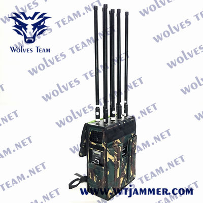 Jammer portátil exterior impermeável do zangão do UAV do sinal do RF GPS WIFI da defesa da proteção do VIP do poder superior