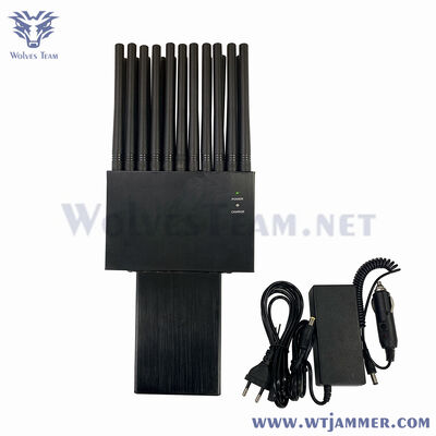 22 bandas portáteis telefone móvel 2G 3G 4G 5G interferência de sinal de RF Bloqueador Wifi Bluetooth GPS uhf vhf interferência de 25 metros