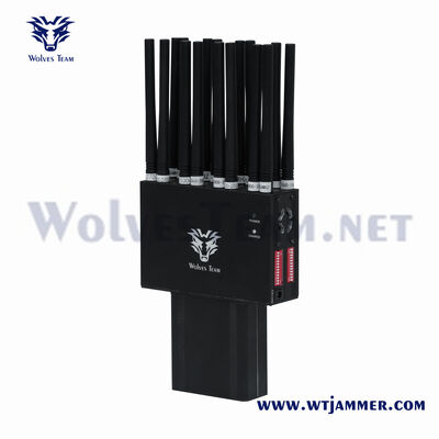 Portátil portátil 16 bandas 3G 4G 5G WiFi UHF VHF GPS Lojack sinal de telefone celular jammer