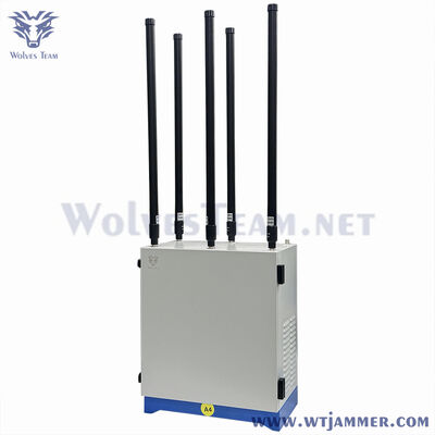 Bloqueador de sinal de alta potência ajustável à prova d'água de 10 bandas 600w 2g 3G 4G WiFi VHF UHF Frequência militar personalizável