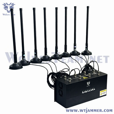 20W 8-Channel Desktop Cell Phone Jammer High Power 8-Antenna Full-Band Signal Blocker