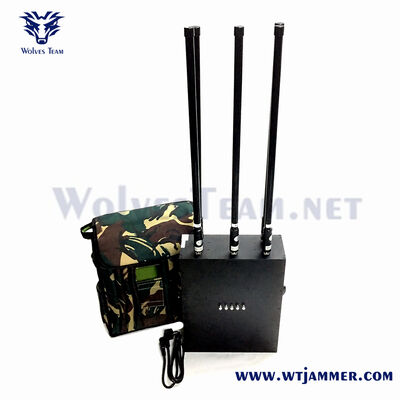 Jammer impermeável e portátil da trouxa do anti-drone do poder superior 90W com 5 faixas GPS Wi-Fi 5.8G