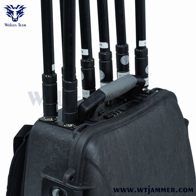 Manpack Jammer 1000m Radius 100-240V AC Alimentado Continuo Drone Jamming e Solução de Defesa.