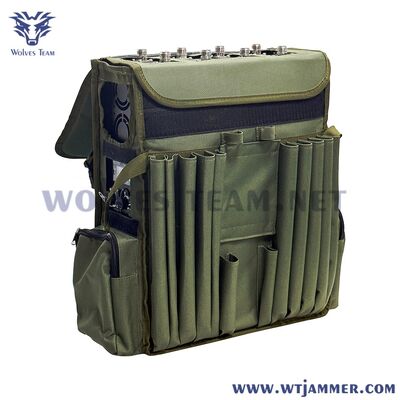 Design de antena de alto ganho, jammer de sinal de mochila de longo alcance de 8 bandas para defesa de UAV e proteção de privacidade