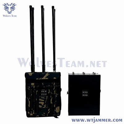 Jammer de mochila com 6 antenas Design de camuflagem furtiva de uso duplo Jammer de patrulha fixa interna e externa
