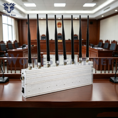 40W 8 Channel Desktop Signal Jammer Block 4G 5G WiFi GPS Wireless Signal Blocker para salas de tribunal e locais de julgamento judicial
