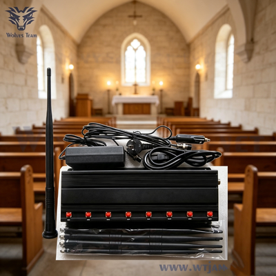 50 metros 40W 8 Bloqueador de sinal de computador anti-disturbação interferente de sinal sem fio para santuário da igreja e espaços de reunião religiosa