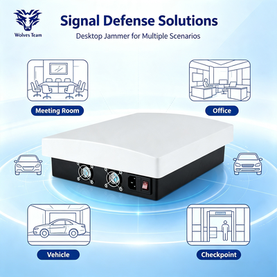 Interruptor de sinal desktop de 12 bandas de 60W com antena omnidirecional para bloqueio de RF abrangente