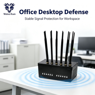 Interruptor de sinal desktop de 12 bandas de 60W com antena omnidirecional para bloqueio de RF abrangente