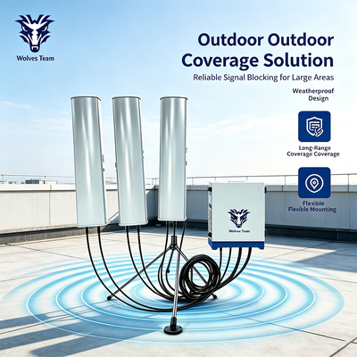 600W High Power Weatherproof Signal Jammer IP65 Outdoor 14 Bands 2G 3G 4G 5G WiFi GPS L1/L2 24/7 Operação contínua
