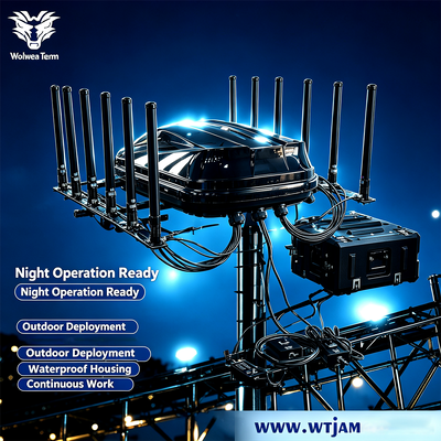 1400W 14-Band Waterproof Fixed Signal Jammer 5G 4G WiFi GPS UHF VHF Full-Spectrum Coverage
