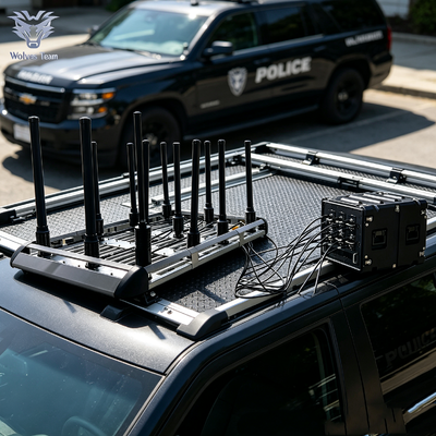 600W Bloqueador de sinal de RF montado em veículo de 12 bandas Sistema de controle sem fio portátil de alta potência para comboio VIP e implantação de segurança de campo