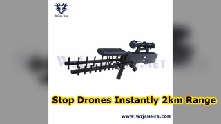 Pistola de contramedidas UAV 30W 100-240VAC Dispositivo portátil de supressão de RF para anti drone e confidencial